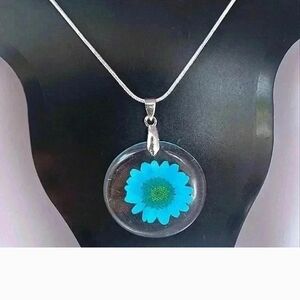 Blue Flower Pendant Necklace